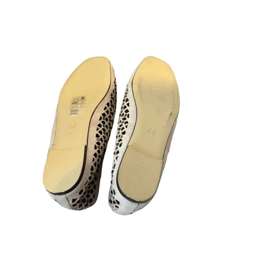 H&M Tan Rhinestone Embellished Flats